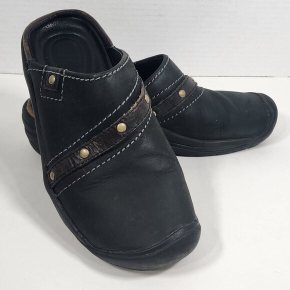 Keen Chester Slip On Leather Moccasins Black Clogs 6.5 - Picture 1 of 5